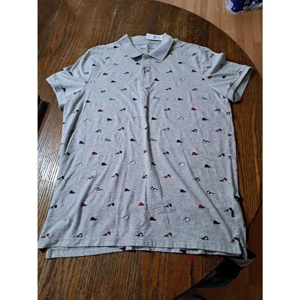 New Large American Eagle Flex Short Sleeve Athletic Sneaker Polo Casual Shirt